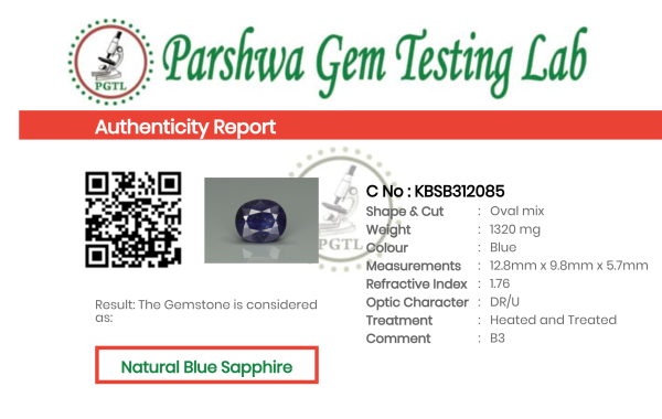 Blue Sapphire  - 6.6ct - KBSB312085