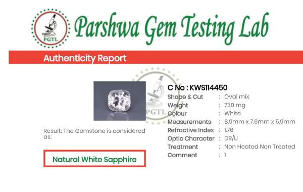 White Sapphire - 3.65ct - KWS114450