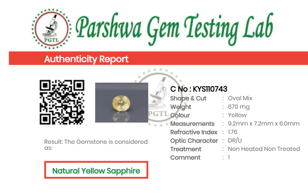 Yellow Sapphire - 3.35ct - KYS110743