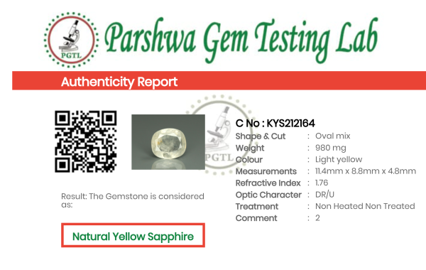 Yellow Sapphire - 4.9ct - KYS212164