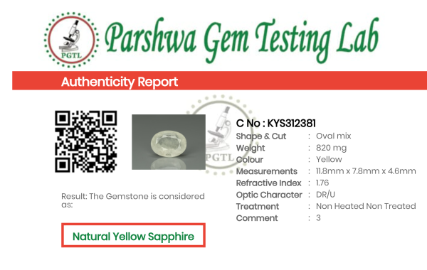 Yellow Sapphire - 4.1ct - KYS312381