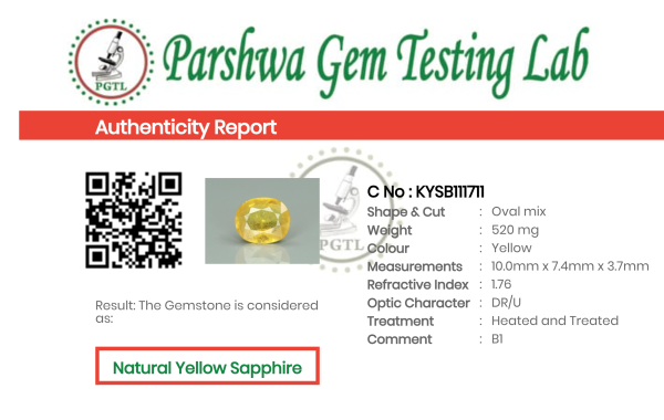 Yellow Sapphire - 2.6ct - KYSB111711