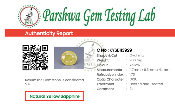 Yellow Sapphire - 4.8ct - KYSB113929