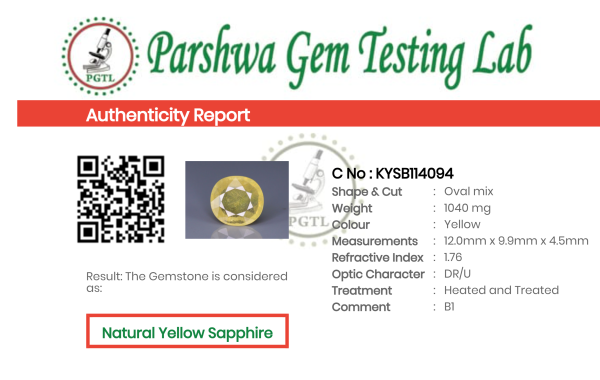 Yellow Sapphire - 5.2ct - KYSB114094