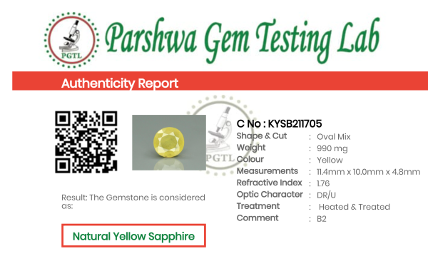 Yellow Sapphire - 4.95ct - KYSB211705