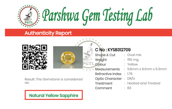 Yellow Sapphire - 5.55ct - KYSB312709