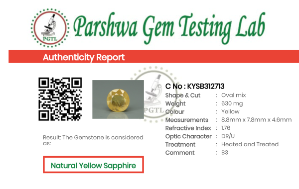 Yellow Sapphire - 3.15ct - KYSB312713