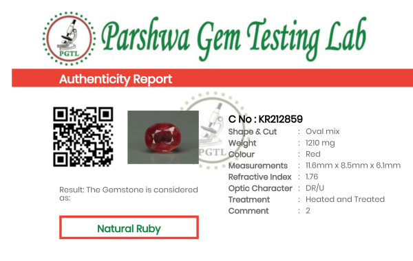 Ruby  - 6.05ct - KR212859