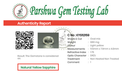 Yellow Sapphire - 3.4ct - KYS112159
