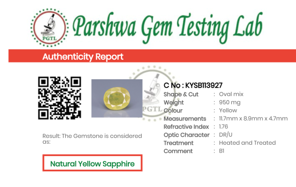 Yellow Sapphire - 4.75ct - KYSB113927
